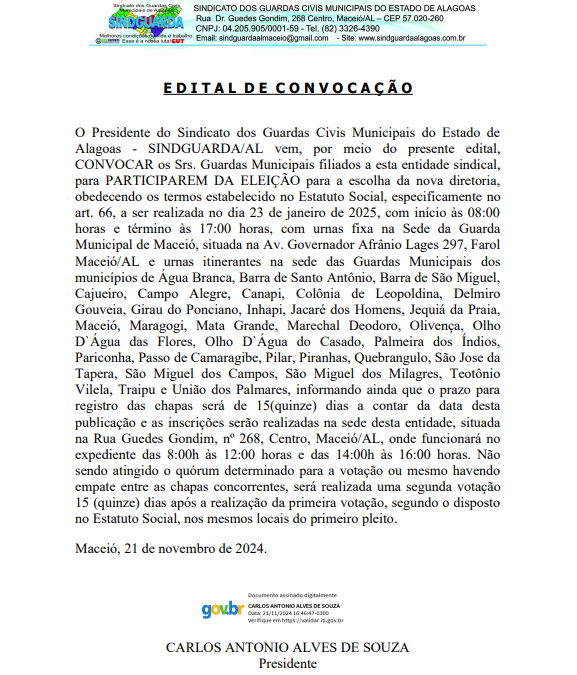 Edital de convocação